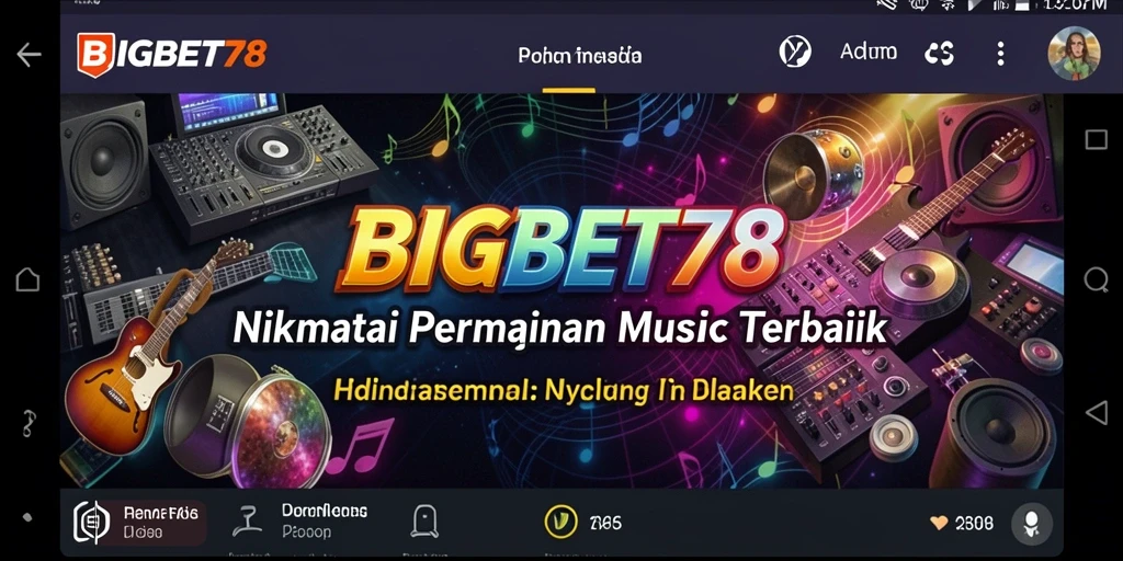 Tampilan utama gameplay BIGBET78 yang menampilkan interaksi seru dengan musik.
