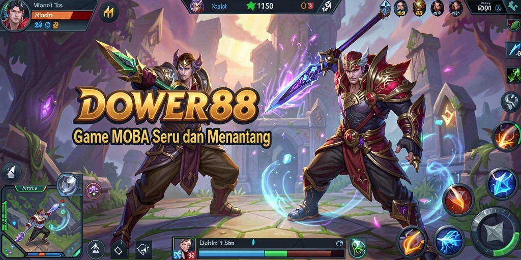 Tampilan gameplay seru dengan aksi MOBA yang intens.
