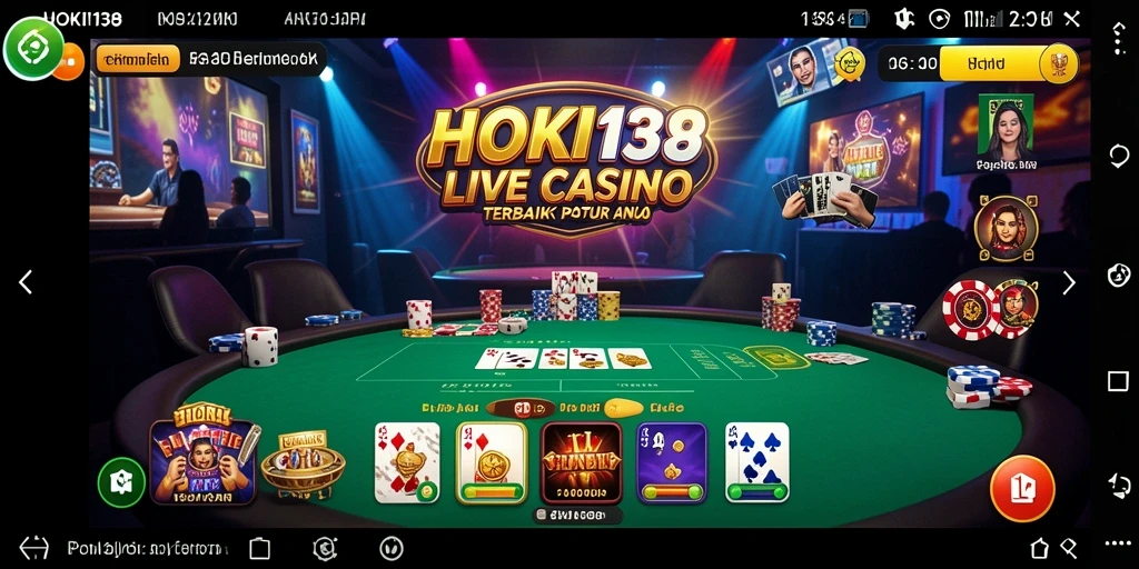 Tampilan gameplay HOKI138 dengan dealer langsung dan interaksi pemain.