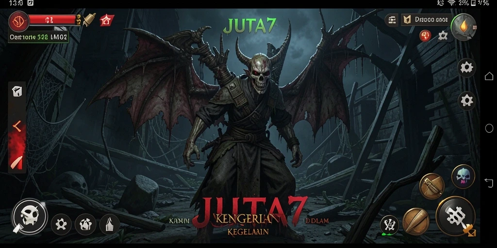 Tampilan menakutkan JUTA7 dengan suasana horor yang mencekam.