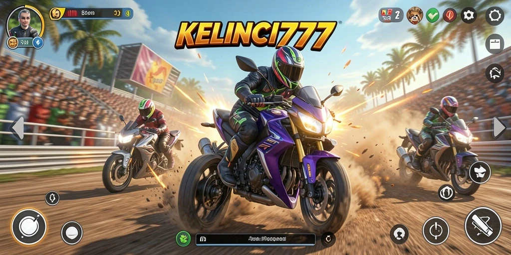 Screenshot gameplay KELINCI777 dengan aksi balapan mendebarkan.