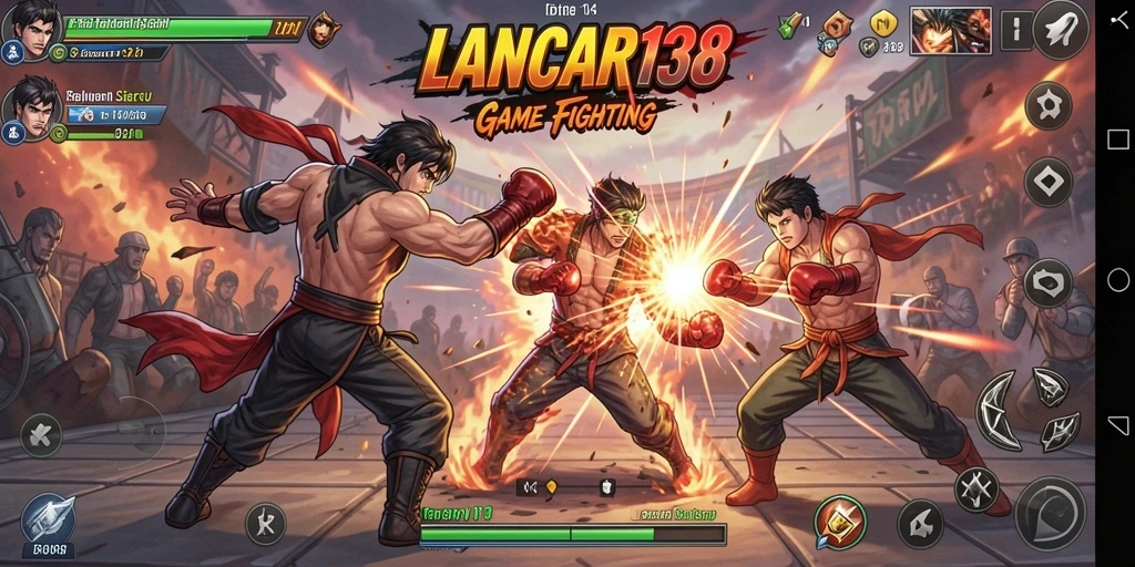 Gambar gameplay pertarungan seru di LANCAR138 dengan karakter yang beraksi.