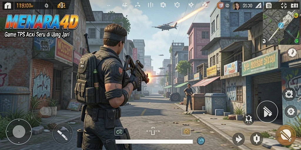 Screenshot MENARA4D menampilkan aksi seru dalam gameplay TPS.
