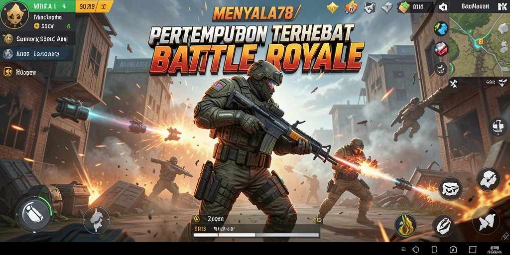 Tampilan gameplay seru di MENYALA78 dengan aksi pertempuran Battle Royale.