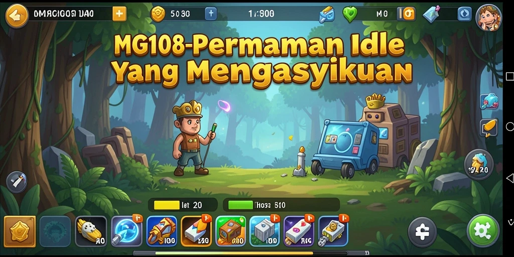 Tangkapan layar gameplay MG108 yang menunjukkan karakter dan pengelolaan sumber daya.