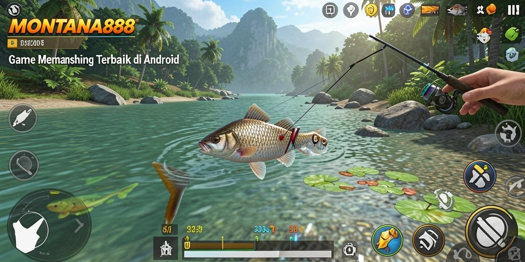 Screenshot gameplay MONTANA88 yang menampilkan suasana memancing yang seru.