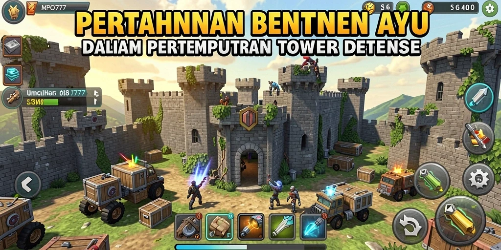 Screenshot gameplay MPO777 menunjukkan aksi seru dalam Tower Defense.