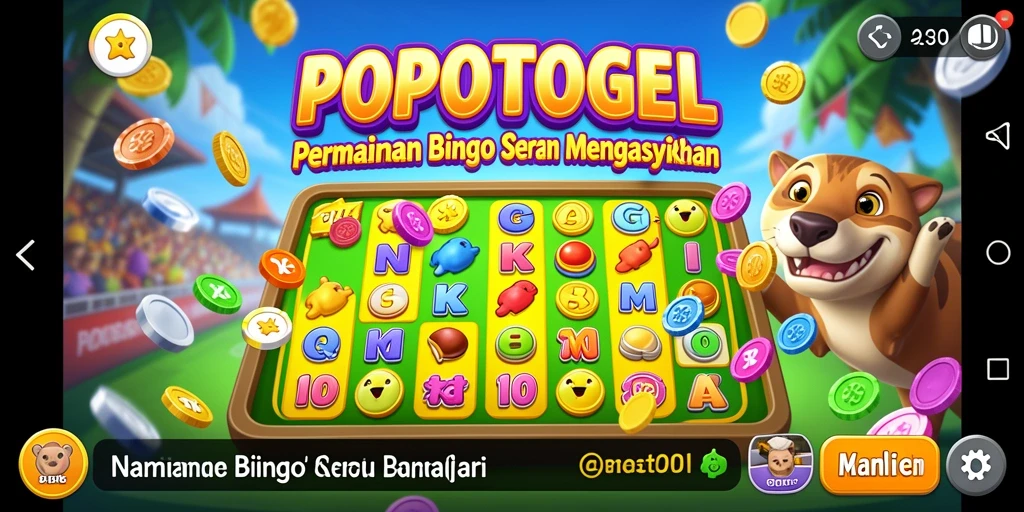 Screenshot gameplay POPOTOGEL memperlihatkan papan Bingo yang seru.