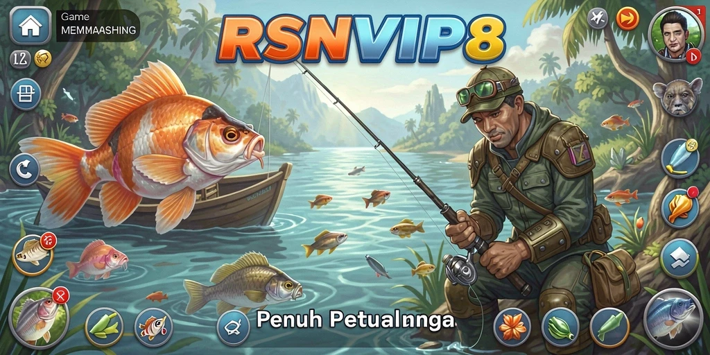 Tampilan gameplay menakjubkan dari RSNVIP8 saat memancing ikan.