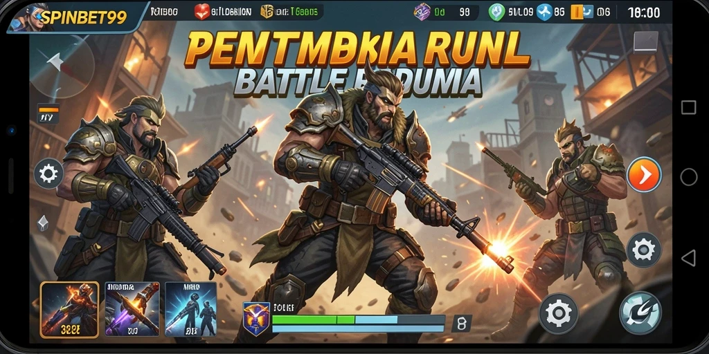 Tangkapan layar utama SPINBET99 menampilkan gameplay Battle Royale yang mendebarkan.