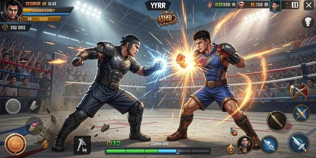 Screenshot gameplay YYRR yang menampilkan aksi pertarungan seru.